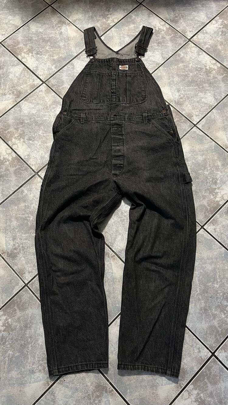 Dickies Vintage Black Denim Bib Overalls - Picture 1 of 9